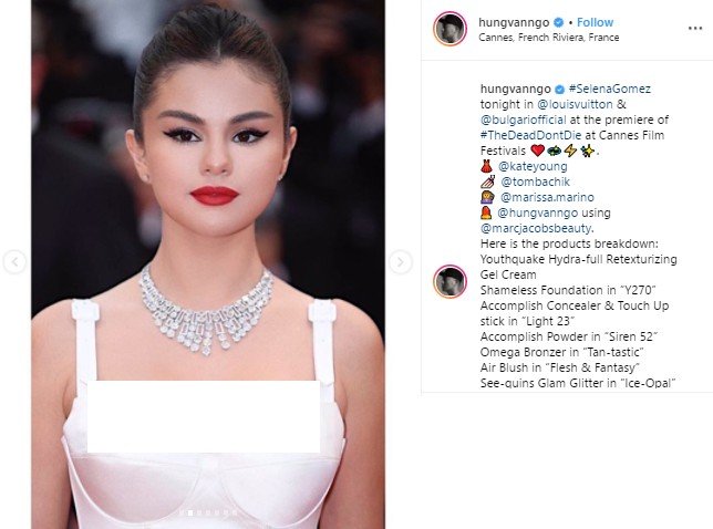 Selena Gomez di Festifal Film Cannes 2019. (Instagram/@hungvanngo)
