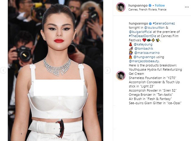 Selena Gomez di Festifal Film Cannes 2019. (Instagram/@hungvanngo)