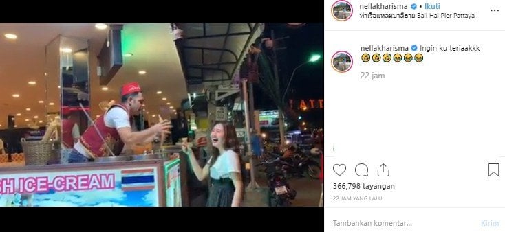 Liburan ke Thailand, Nella Kharisma dikerjai penjual es krim. (Instagram/@nellakharisma)