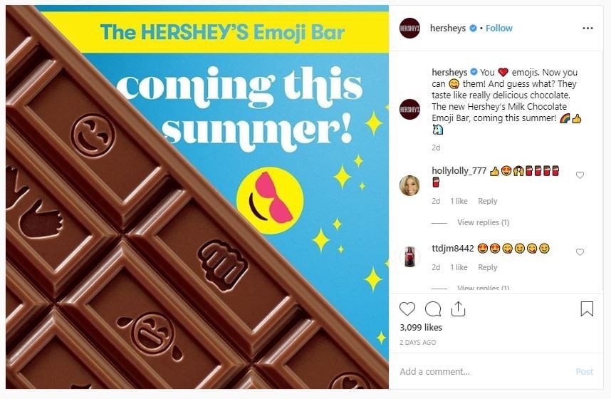 Cokelat emoji Hershey's (instagram.com/hersheys)