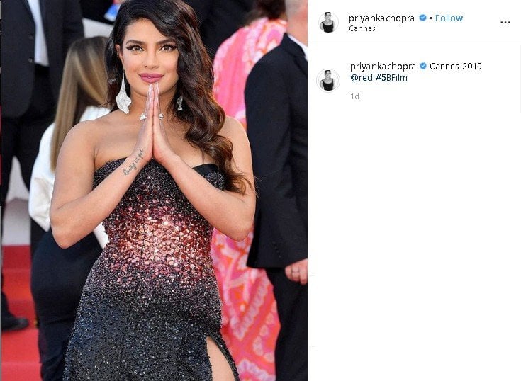 Priyanka Chopra di Cannes. (Instagram/@priyankachopra)