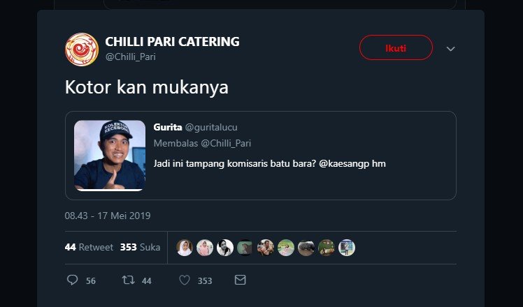 Disindir Punya Bisnis Kuliner dan Batu Bara, Jawaban Gibran Kocak. (twitter.com/Chilli_Pari)