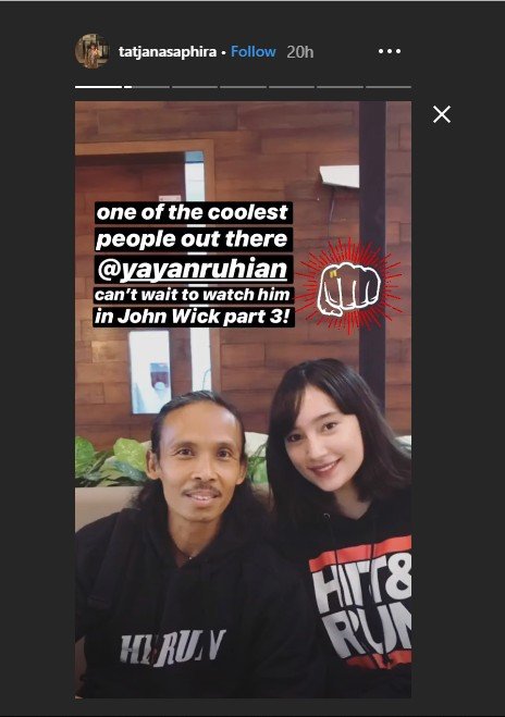 Bertemu Pemain Film John Wick 3 di Restoran, Tatjana Saphira: Cool Banget. Tangkapan layar (instagram.com/tatjanasaphira)