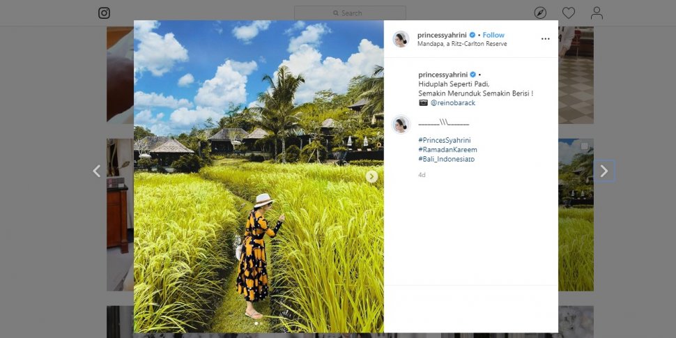 Syahrini Spa Bareng Reino Barack di Bali, Pemandangan Sekitarnya Wow. Tangkapan layar Instastories (instagram.com/princessyahrini)