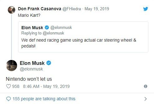 Tesla Kembangkan Lagi Permainan Interaktif di Dalam Mobil, Seperti Apa? (Twitter/elonmusk)