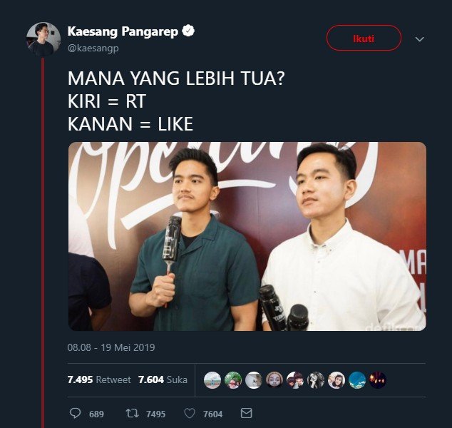 Gaya Anak Jokowi saat Jualan Kopi Dikritik, Gibran : Saya Memang Songong. (twitter.com/kaesangp)