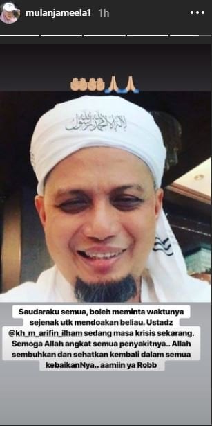 Mulan Jameela mendoakan Ustaz Arifin Ilham. [instagram/mulanjameela1]