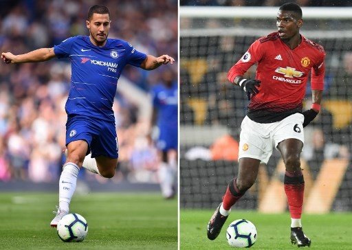 Kolase foto Eden Hazard dan Paul Pogba [AFP]