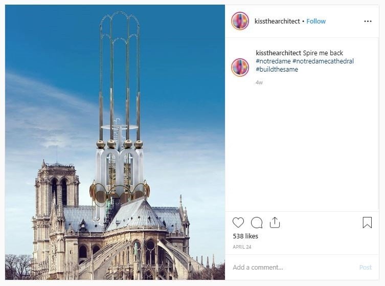Desain baru Notre Dame bikin gagal paham (instagram.com/kissthearchitect)