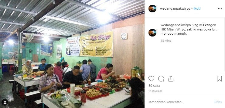 Wedangan Pak Wiryo. (Intsagram/wedanganpakwiryo)