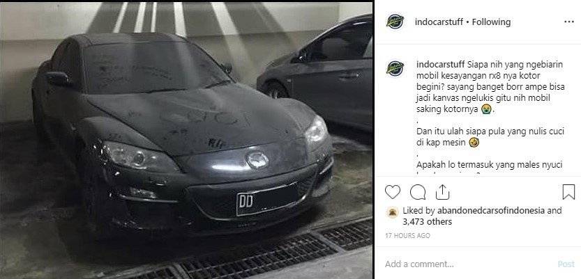 Mazda RX-8 Ditinggal Sampai Berdebu di Indonesia. (Instagram/indocarstuff)