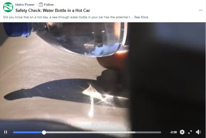 Awas, Jangan Letakkan Botol Minuman di Mobil Saat Cuaca Panas. (Facebook/Idaho Power)
