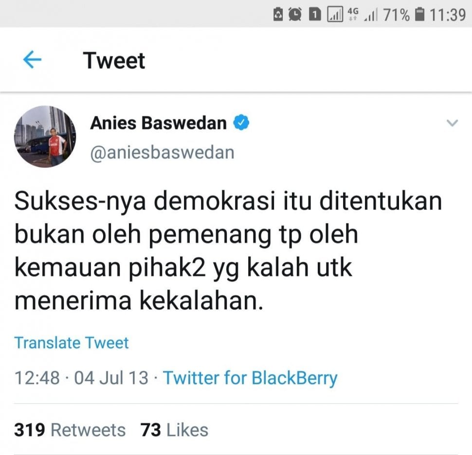 Cuitan lawas Anies Baswedan. [Twitter]