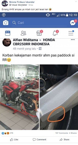 Curhat Motor Lecet Saat Servis di Bengkel Resmi, Pemotor Dibanjiri Sindiran. (Facebook/Nirone Firdaus Iskandar)