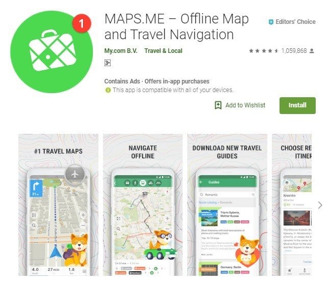 Maps.me. [Google Play Store]