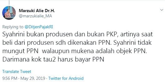 Bidik layar cuitan Marzuki Alie.