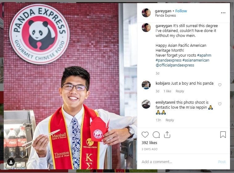 Unik, mahasiswa ini foto wisuda di restoran China Panda Express (instagram.com/gareygan)