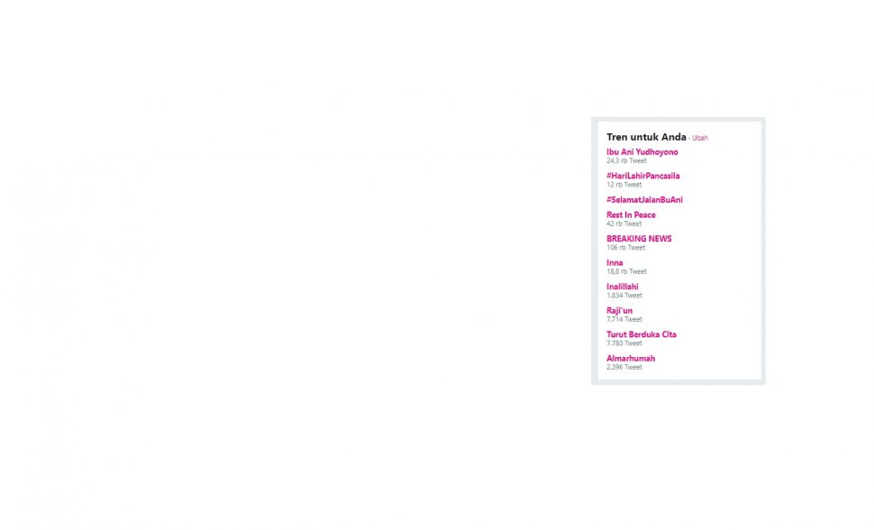 Seputar Ani Yudhoyono trending topik Twitter [twitter]