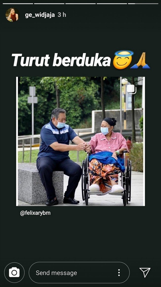 Pebulutangkis putri Indonesia, Gloria Emanuelle Widjaja, menyampaikan belasungkawa atas meninggalnya Ani Yudhoyono, istri Presiden ke-6 RI Susilo Bambang Yudhoyono. [Instagram@ge_widjaja]