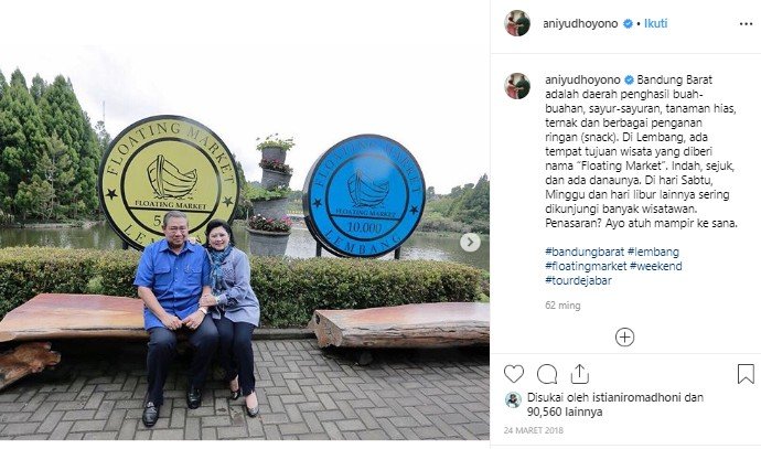 Momen kebersamaan SBY dan Ani Yudhoyono. (Instagram/@aniyudhoyono)