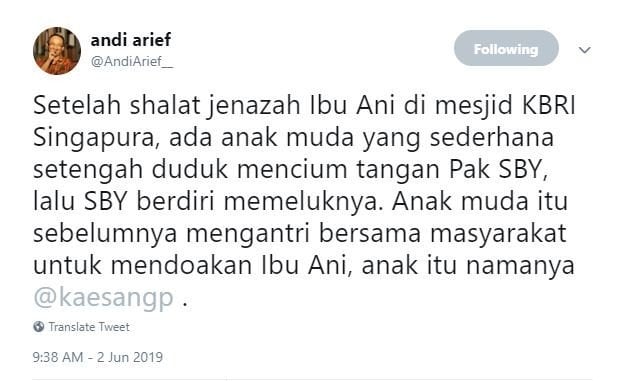 Cuitan Andi Arief puji Kaesang. [Twitter]