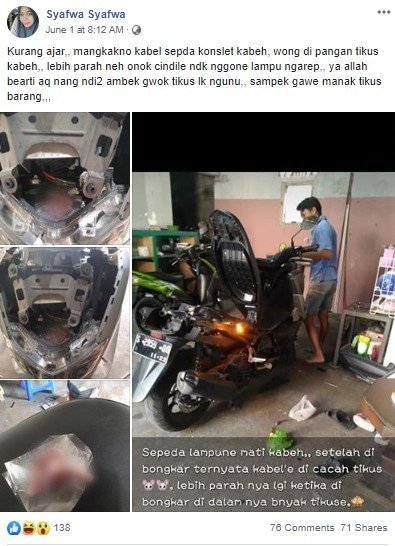 Sepeda Motor Yamaha Nmax Jadi Sarang Tikus. (Facebook/Syafwa Syafwa)
