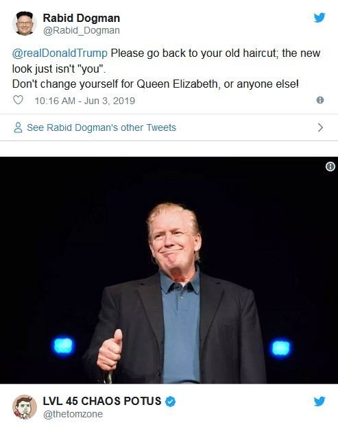 Model rambut baru Donald Trump [twitter capture]