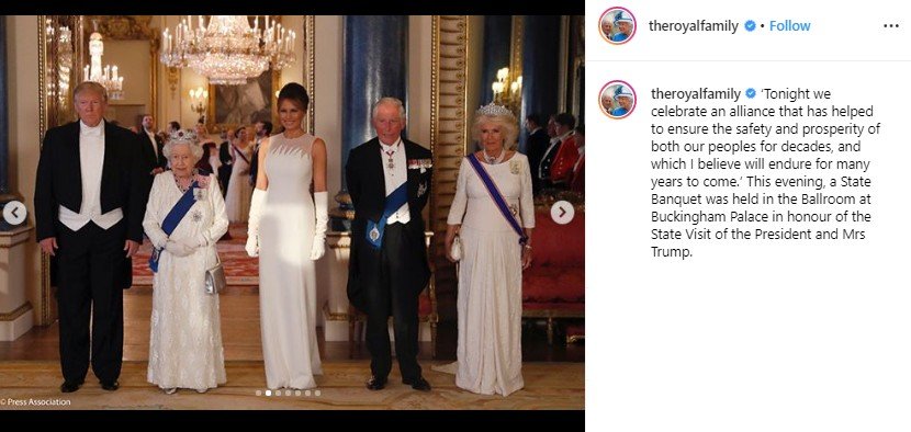 Ratu Elizabeth II bertemu Donald Trump. (Instagram/@theroyalfamily)