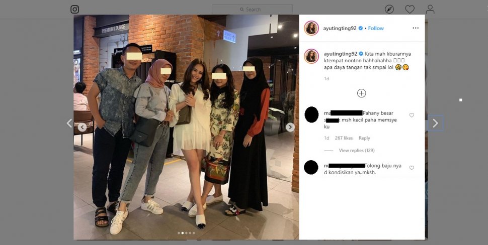 Libur Lebaran ke Bioskop, Ayu Ting Ting Dianggap Terlalu Seksi. (instagram.com/ayutingting92)