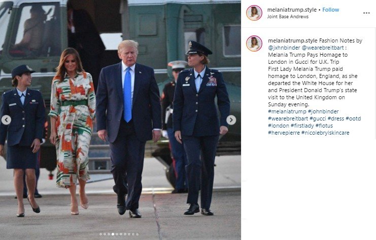 Deretan Gaya Mewah Melania Trump Ketika Berkunjung ke Inggris. (Instagram/@melaniatrump.style)