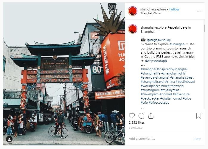 Promosi wisata ke China, akun ini unggah foto Kampung Ketandan (instagram.com/shanghai.explore)