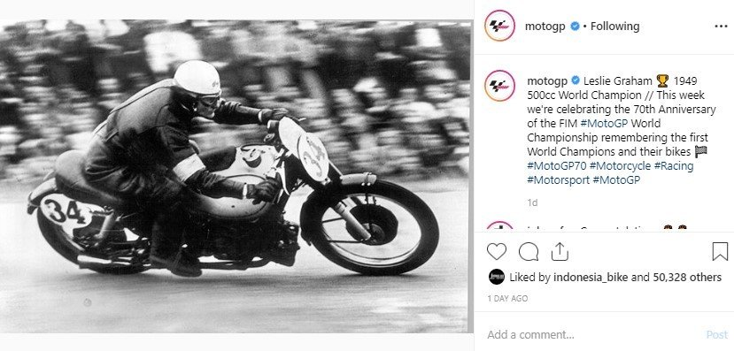 Leslie Graham, Pembalap Pertama yang Jadi Juara Dunia MotoGP. (Instagram/motogp)