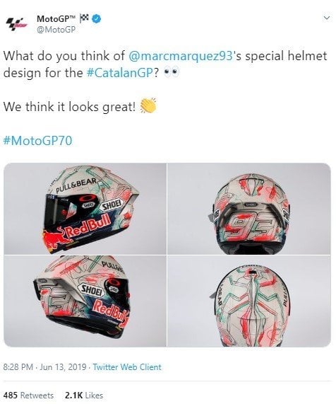 Helm Baru Marc Marquez. (Twitter/motogp)