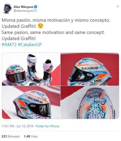 Helm Baru Alex Marquez. (Twitter/alexmarquez)