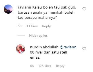 Besaran mahar anak Gubernur Sulawesi Selatan Nurdin Abdullah (Instagram)