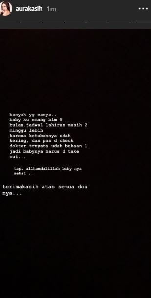 Aura Kasih bicara soal kelahiran anak pertamanya. [instagram/aurakasih]