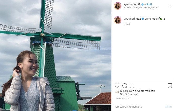 Ayu Ting Ting liburan di Belanda. (Instagram/@ayutingting92)