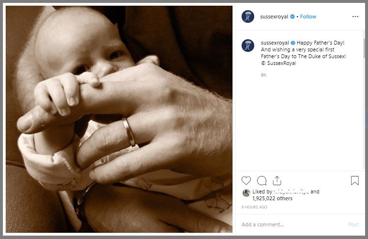 Pangeran Harry merayakan Hari Ayah bersama Bayi Archie. (Instagram/@sussexroyal)