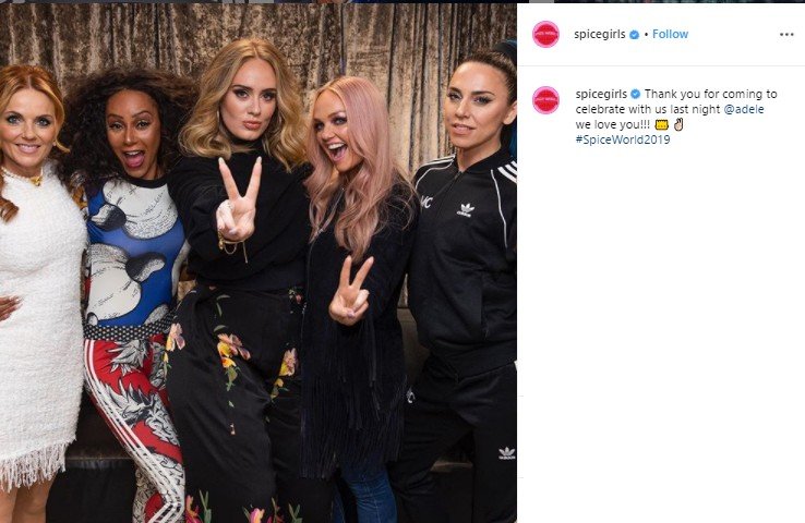 Adele menonton konser reuni Spice Girls. (Instagram/@spicegirls)