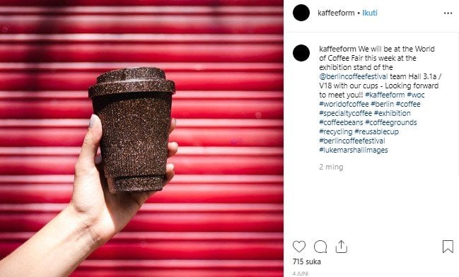 Gelas daur ulang dari limbah kopi. (Instagram/@kaffeeform)