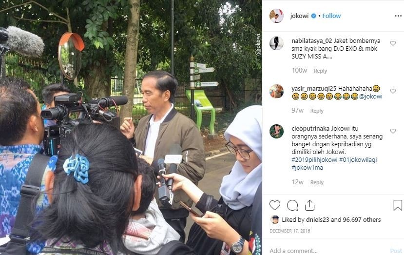 Jokowi dan boomber jacket. (Instagram)