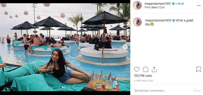 Potret liburan Megan Domani di Bali. (Instagram/@megandomani1410)