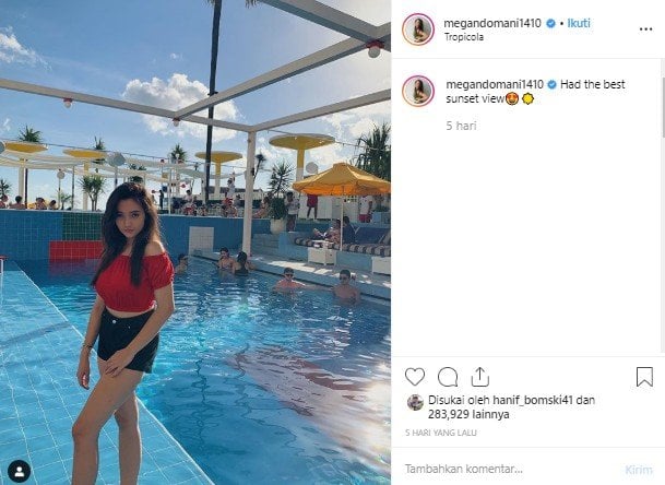 Potret liburan Megan Domani di Bali. (Instagram/@megandomani1410)