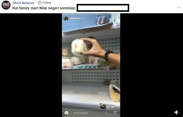 Aksi remaja rusak makanan di minimarket. (Facebook/GAGS Malaysia)