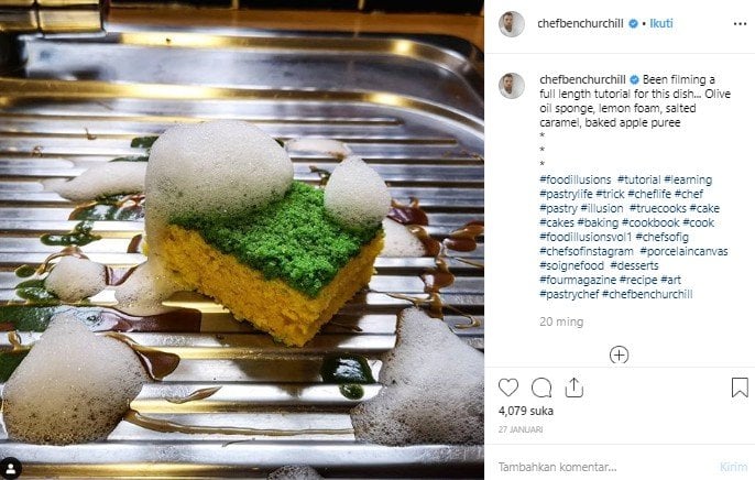 Kue bentuk spons cuci piring. (Instagram/@chefbenchurcill)