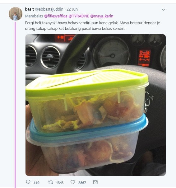 Kisah remaja laki-laki yang diejek usai beli takoyaki pakai kotak makan sendiri. (Twitter/Abbastajuddin)