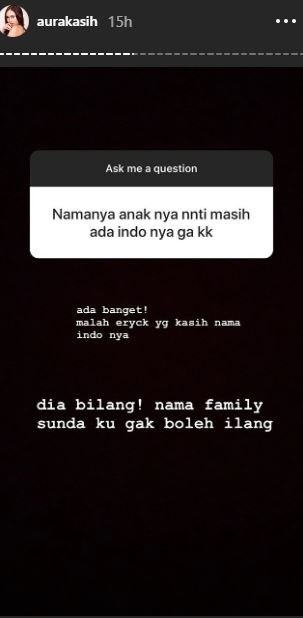 Aura Kasih memberi petunjuk soal nama buah hatinya. [instagram/aurakasih]