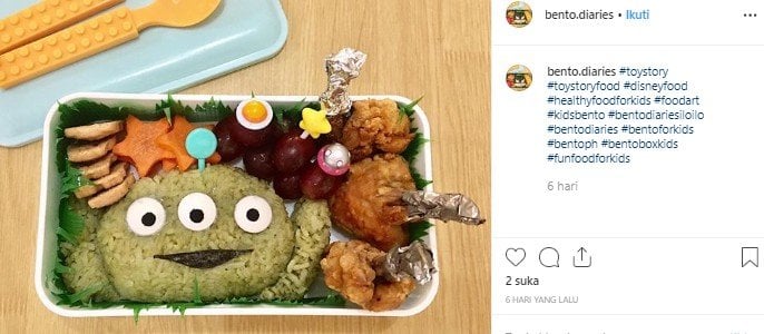 Bento berbentuk karakter alien dalam film Toy Story. (Instagram/@bento.diaries)