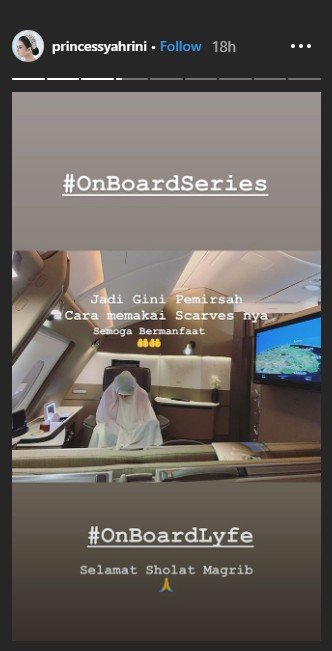 Scarf Syahrini Jadi Sorotan, Istri Reino Barack: Untuk Salat di Pesawat. (instagram.com/princessyahrini)