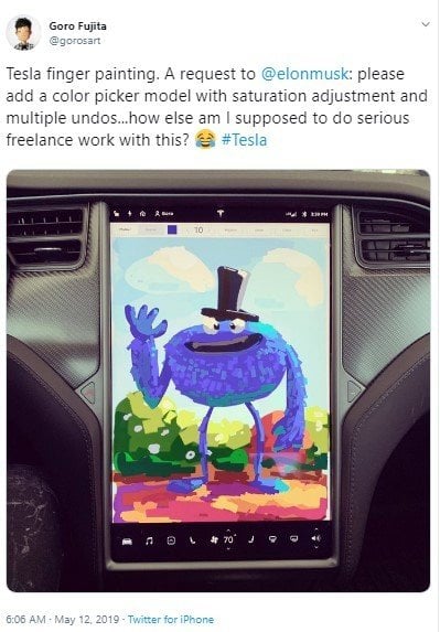 Fitur Baru di Mobil Elektrik Tesla. (Twitter/gorosart)